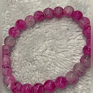Vibrant Pink Agate Stretch Bracelets set (2)